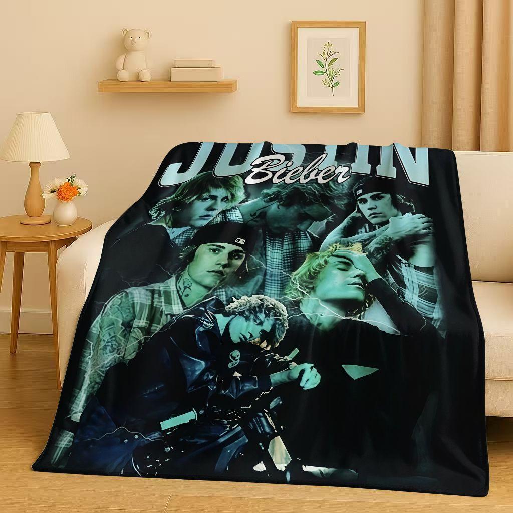 New Fashion B-Bieber Singer Star Flannel Blanket,Ultra Soft Warm Plush Throw for Home Bedroom Bed Sofa Cover Office Travel Gift
