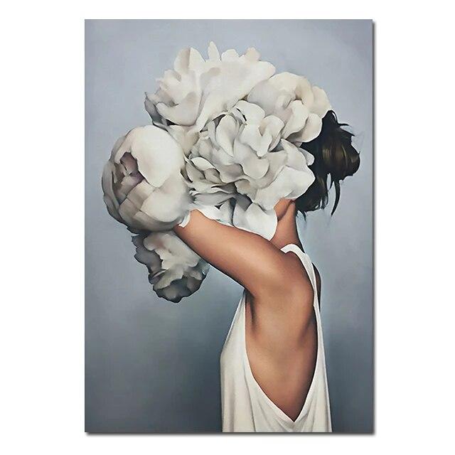 Женская голова с цветами, холст, живопись, скандинавские настенные художественные постеры, модная женская портретная картина, украшение для дома, спальни, без рамки