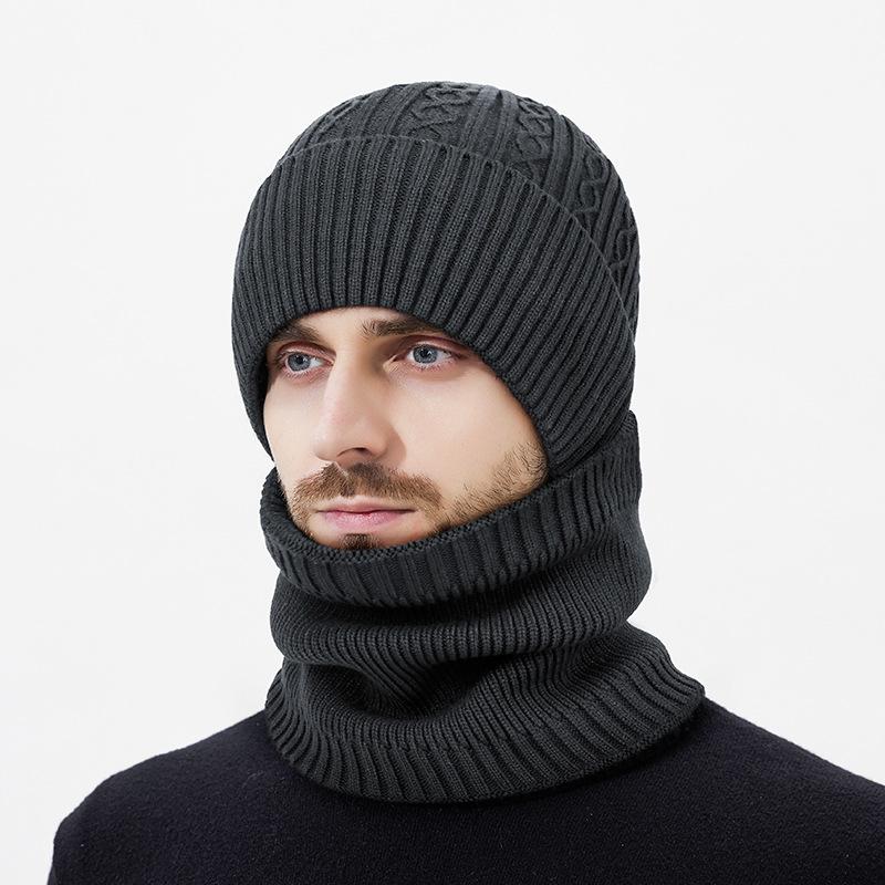 Зимняя толстая теплая шапка-бини из двух частей для шеи, мужская ветрозащитная, морозостойкая лыжная шапка, шерстяная шапка