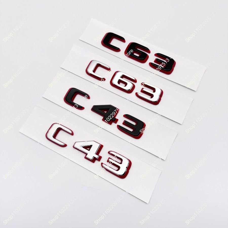 ABS 3D Car Trunk Bicolor letters Logo Badge Decals Sticker For C43 C63 C63S Emblem W204 W205 W206 Series
