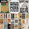 Pizza Zone Metal Poster Tin Sign Vintage Metal Sign Plate For Bar Pub Wall Decor Plaques Kitchen Wall Sign Bar Decor Food Poster
