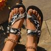 European and American Foreign Trade Cover Toe Cool Slippers Women's 2025 New Camouflage Fashion Buckle Flat Bottom Casual Wear Beach Women's Shoes