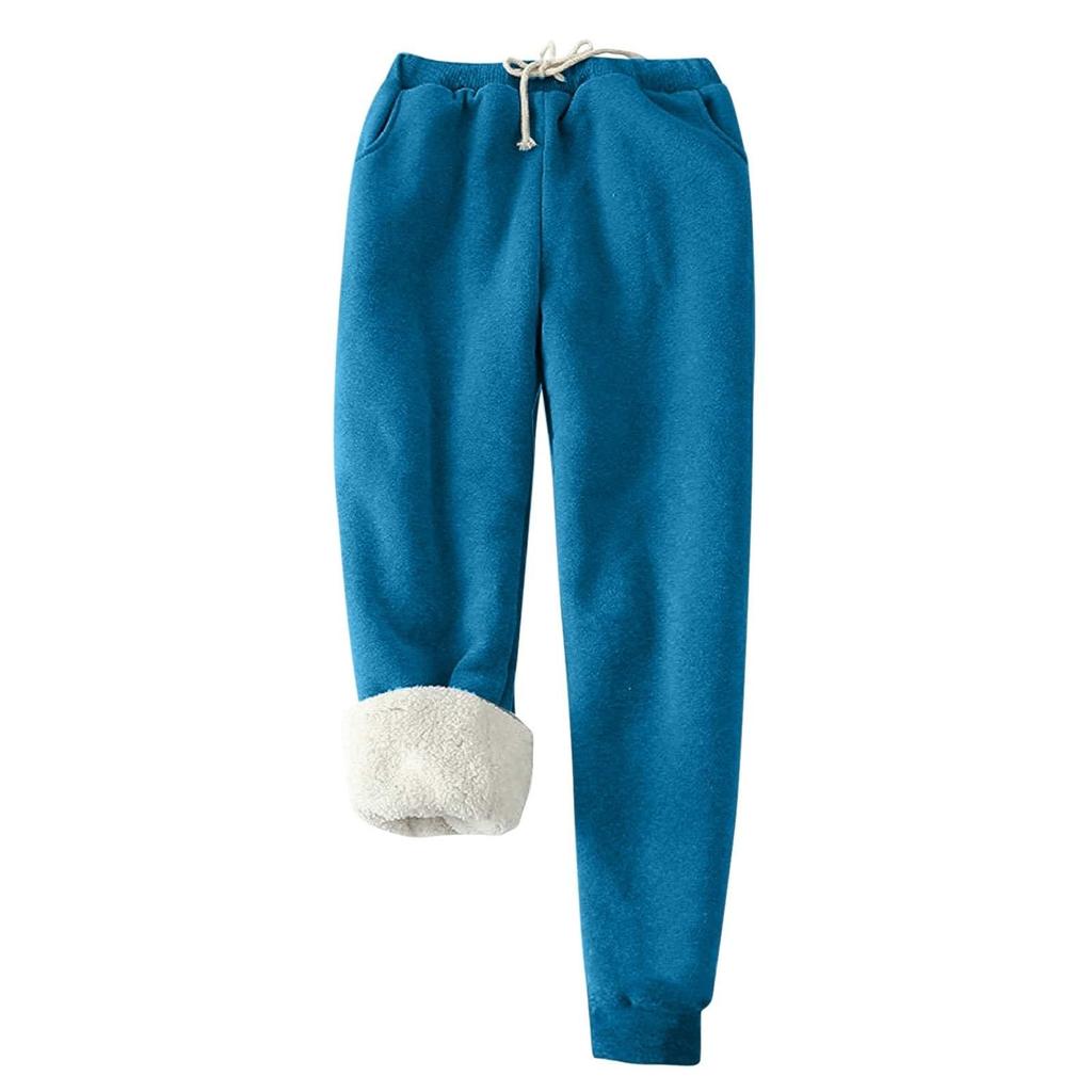 Women's Fashion Solid Color Sports Loose Thickened Thick Fleece Warm Pants