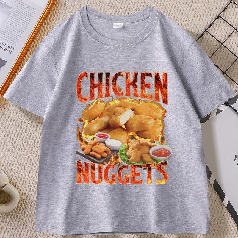 Chicken Nuggets Vintage 90s Graphic Tshirt for Unisex Women Cotton Short Sleeve Round Neck Printed Tshirt Unisex Vintagel Unisex