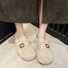 Мода Новая мода 2024 повседневная женская обувь мокасины меховые туфли без застежек на плоской подошве удобные женские высокого качества