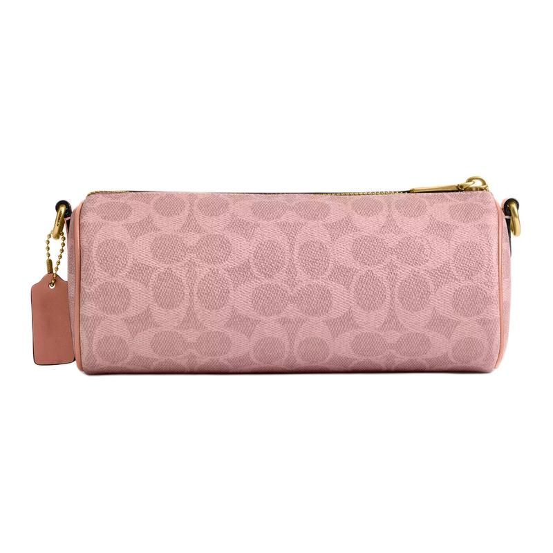 COACH Barrel 22 presbyopia all-over printed metal accessories coated canvas and calfskin crossbody shoulder bag small size women's pink