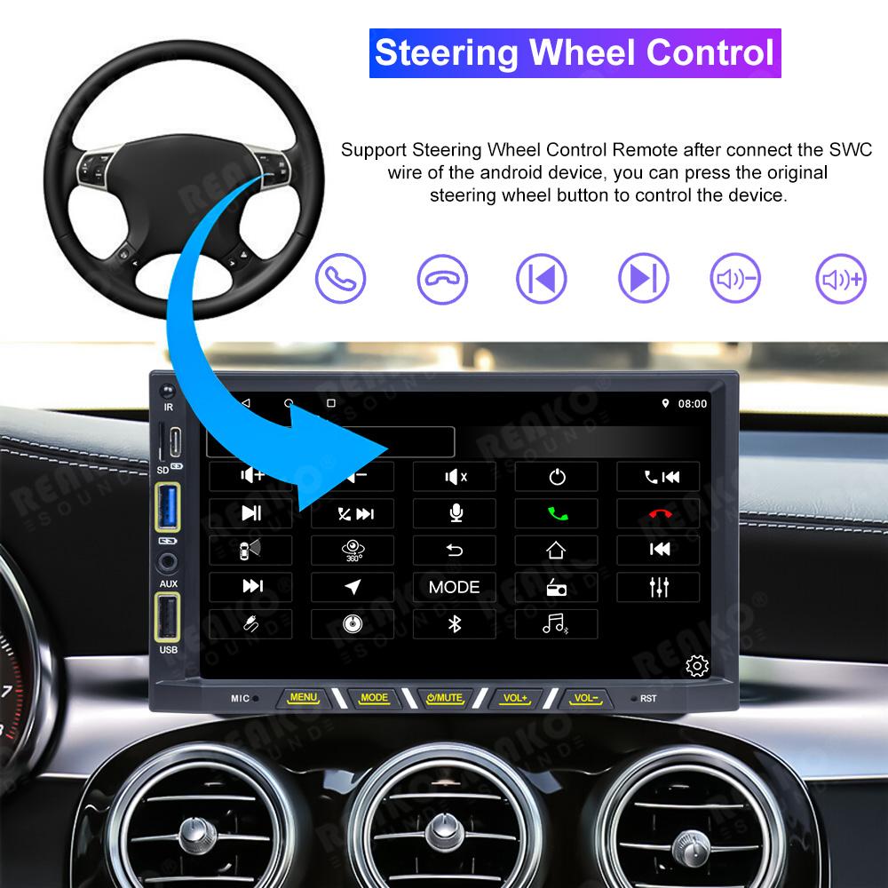 Reakosound 7'' Android Car Radio CarPlay Universal Car Gps Screen Adjustable 2 DIN Car Stereo Radio Navigation Player Head Unit