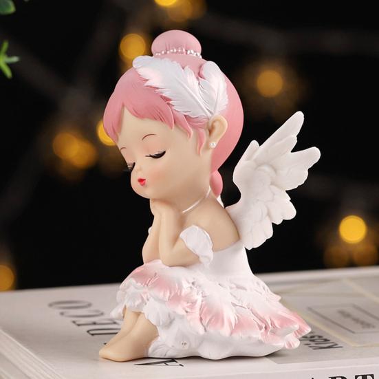 Фигурка девушки, реалистичный мультфильм, мини-автомобиль, украшение, статуя ангела, домашний декор