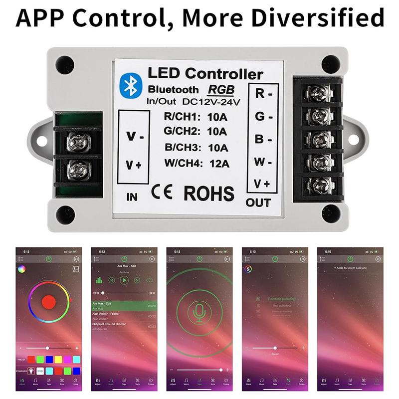 SHGO-RGB/RGBW Светодиодный Bluetooth-контроллер Контроллер RGB светодиодной ленты Управление через приложение на телефоне Для RGB светодиодных лент 5050 3528