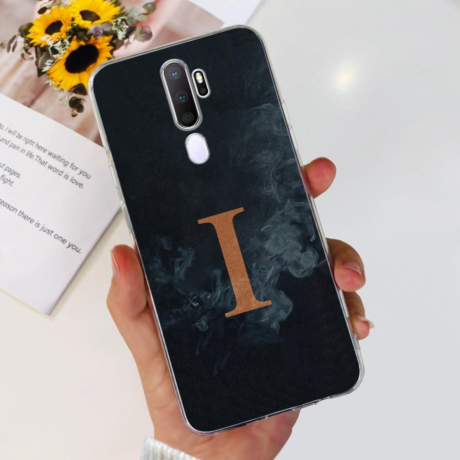 For Oppo A9 (2020) A5 (2020) Case Fashion Letter Soft Silicone TPU Cover For Oppo A9 A5 2020 Transparent Shockproof Phone Bumper