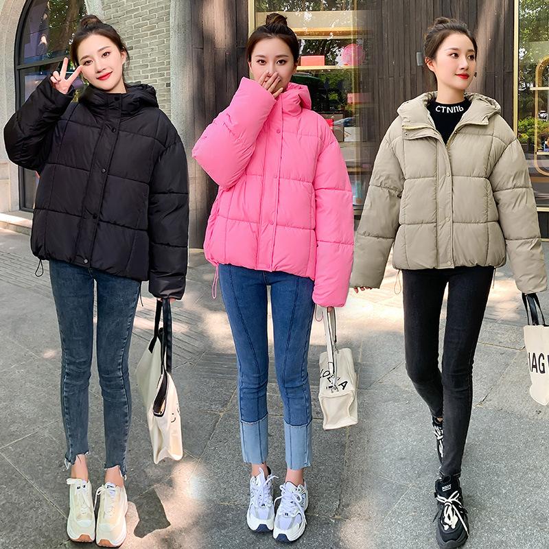 Fashion short autumn and winter cotton clothes women's small thickened loose hooded simple student bread clothes