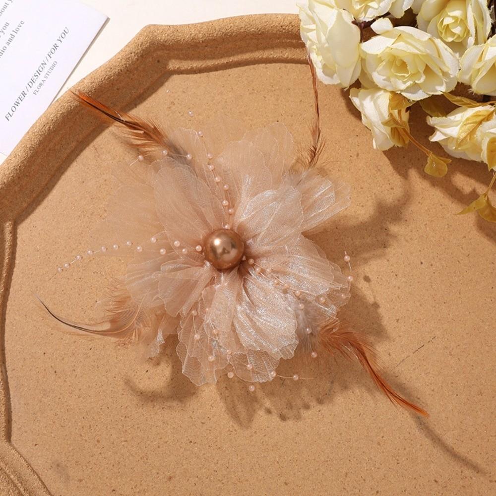 Feather Decor Pearl Feather Hair Accessory Pearl Embellishment DIY Craft Hair Ornament For Women