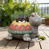 Юшэн Цветочный горшок Красочный в форме черепахи Полимерный плантатор Мультяшный стиль Декоративный садовый контейнер для дома и улицы