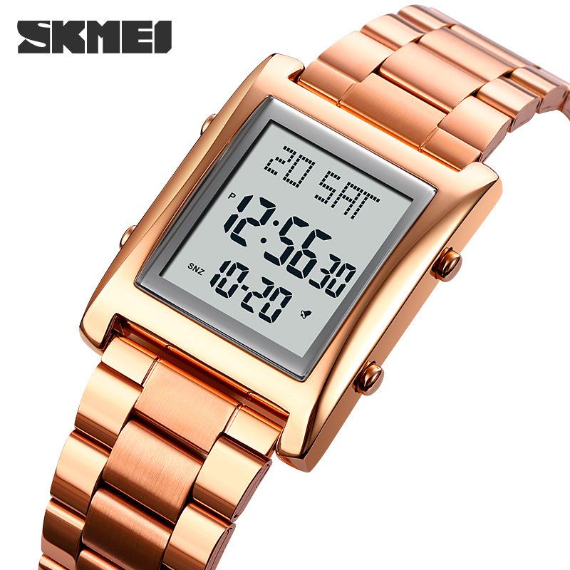 Юго-Восточная Азия Взрывной момент Красота Мода Мужские Маленькие Квадратные Часы Многофункциональный Секундомер Хронометраж Бизнес Стальной Ремень Электронные Часы