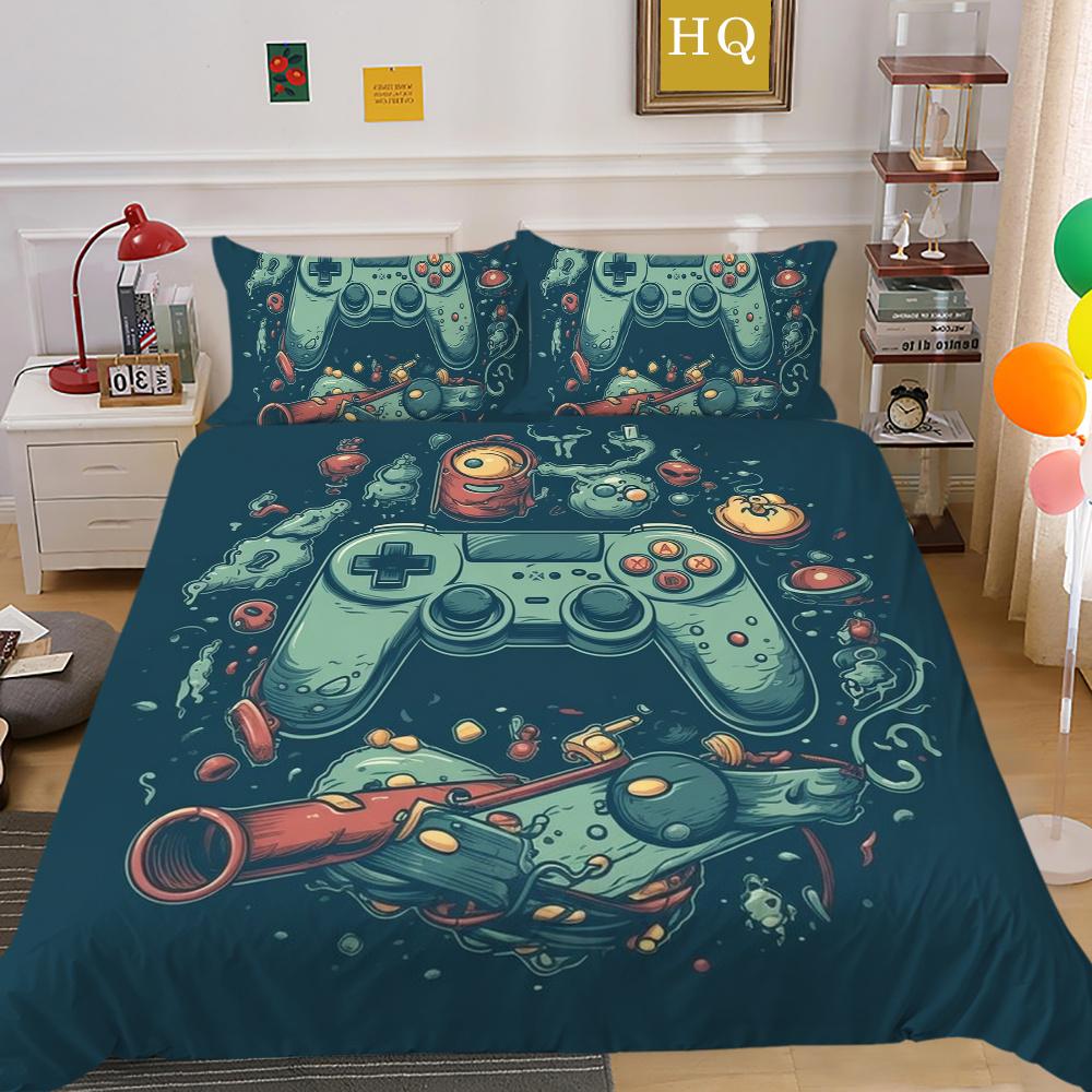 Мужские классные комплекты постельного белья с игровой ручкой и принтом, покрывало из полиэстера, покрывало размера «king size», роскошное постельное белье для дома