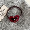Elegant Hair Tie with Heart Rhinestone Bow Gold Letter Elastic Hair Band Stylish Hair Accessories