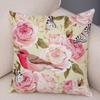 Rose Red Flower Pillowcase Decorative Bird Flower Plant Pillowcase Cushion Sofa Home Car