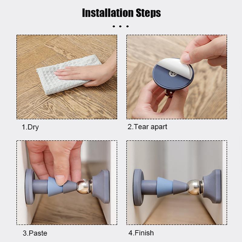 Magnetic Door Stop Silicone Adhesive Door Catch No Punching Door Holder For Home Traceless Installation Door Stopper Whiteb