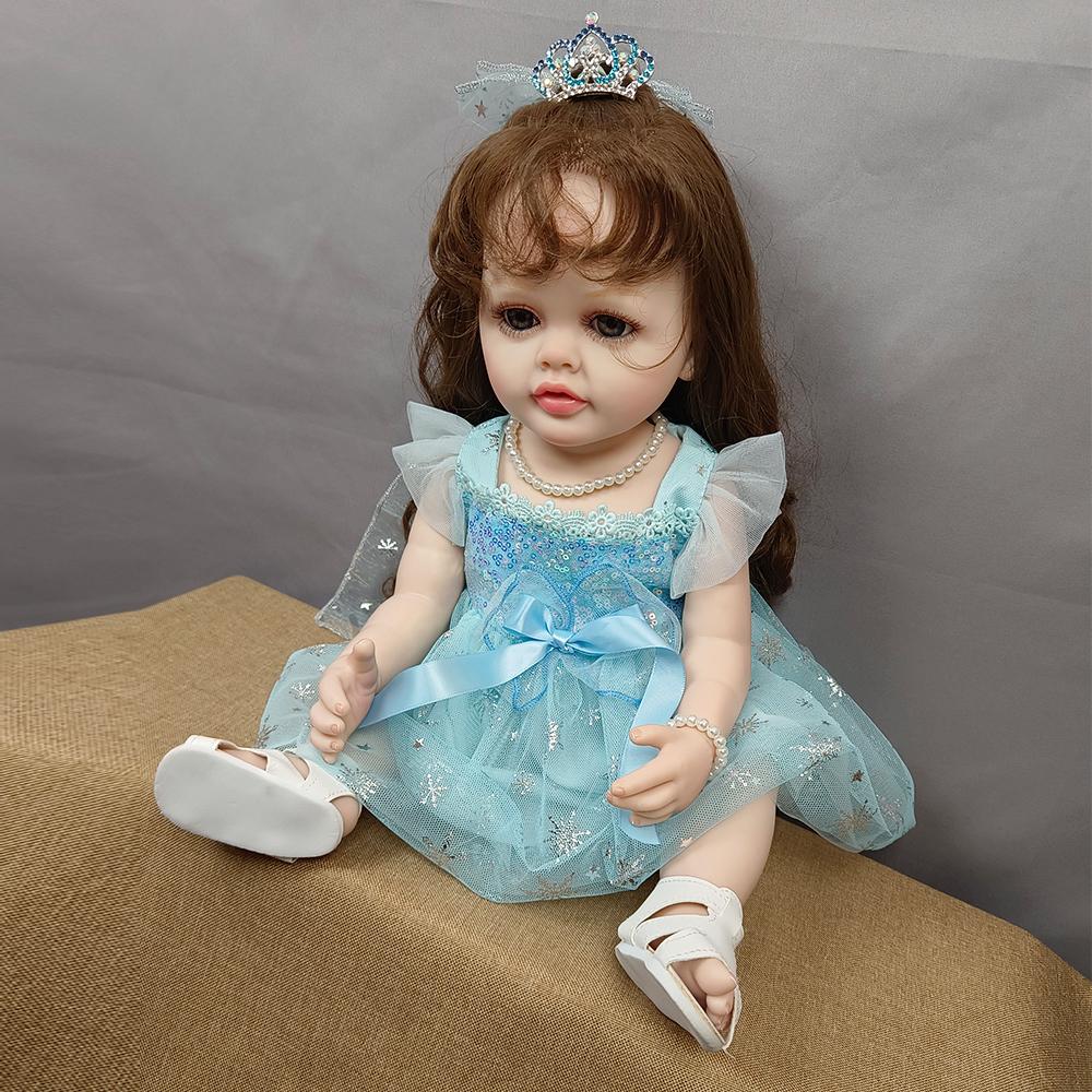 Куклы Baby Reborn, цельное силиконовое тело для девочек, как настоящие, 55 см, с укорененными волосами для девочек, Bebe Reborn для детей, Рождественский подарок