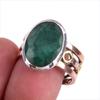 Emerald(Simulated) Handmade 925 Sterling Silver Jewelry Two Tone Ring S.8.5 E0r12