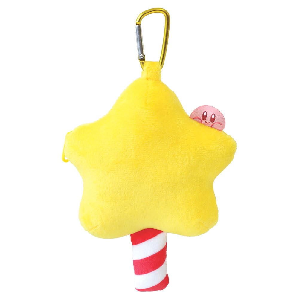 T's Factory Kirby Star Plush Zipper Mascot with Carabiner, Star Rod, Approx. H165 X W140 X D75mm (excluding Carabiner), HK-5546739SR