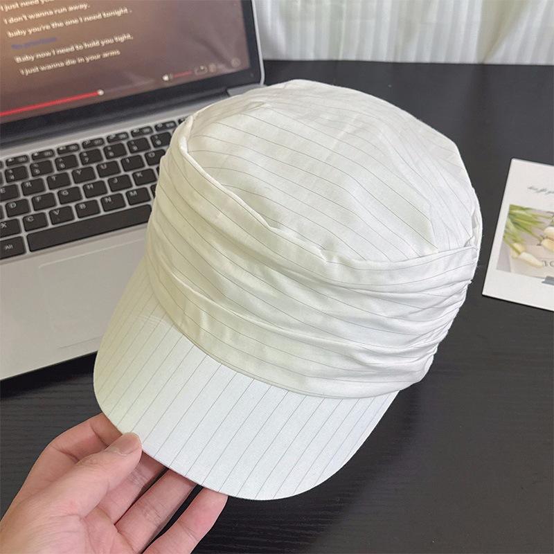 Retro striped newsboy hat women's spring and summer new versatile fashion temperament atmosphere shows the face little painter hat tide