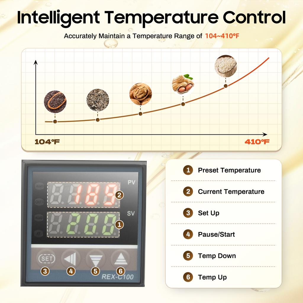 Бытовая маслопресс-машина 610 Вт Автоматический горячий/холодный отжим 304 нержавеющая сталь для арахиса, кунжута, миндаля, маслобойка 110 В 8,8 фунтов/ч