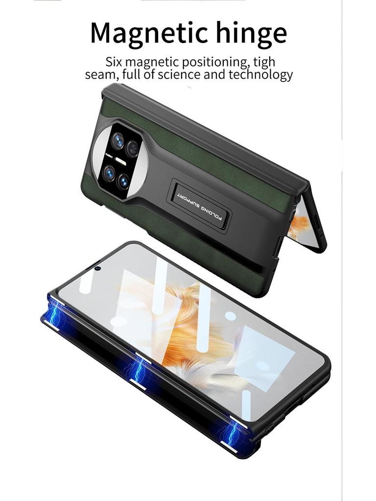 Чехол для телефона Huawei Mate X3 из матовой кожи с магнитным шарниром и подставкой