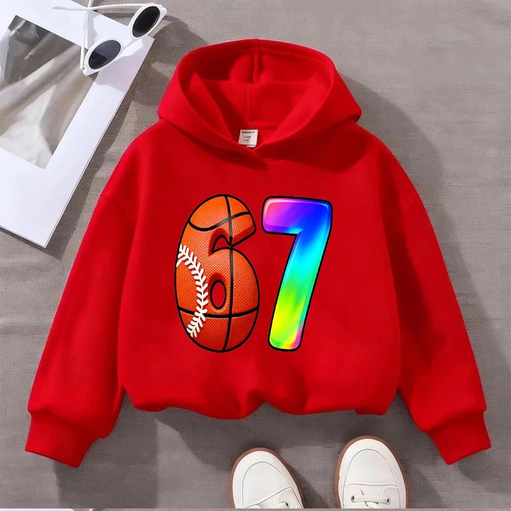 Children's Christmas sports shirt 67 baseball print autumn and winter boys and girls pullover casual long sleeved top