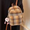 Cute Cartoon Backpack for Women In Autumn New Style College Style Casual Versatile Plaid Bag Mini Small Backpack
