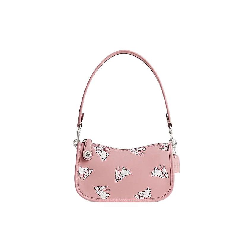 Coach X White Rabbit Коллаборация Свингер 20 Логотип Пластина Застежка-молния Кожаная Сумка для Маджонга Женские сумки CK404-LHVVR