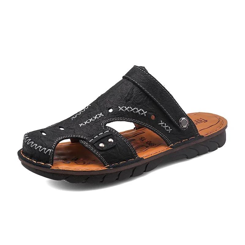 Genuine Leather Sandals for Men Summer Sandals Casual Shoes Breathable Men Sendel New Fashion Mens Beach Sandals Sandale Homme