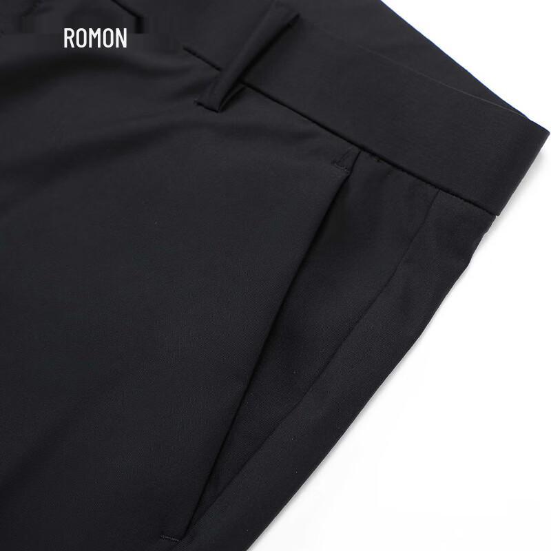 Romon Men's Anti-Wrinkle Ice Silk Straight-Leg Business Casual Pants
