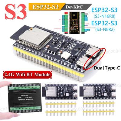 Плата разработки ESP32-S3-DevKitC-1 BT 2.4G Wifi модуль для Arduino 8 МБ PSRAM 16 МБ FLASH N16R8 44 вывода CP2102 Type-C ESP32 S3