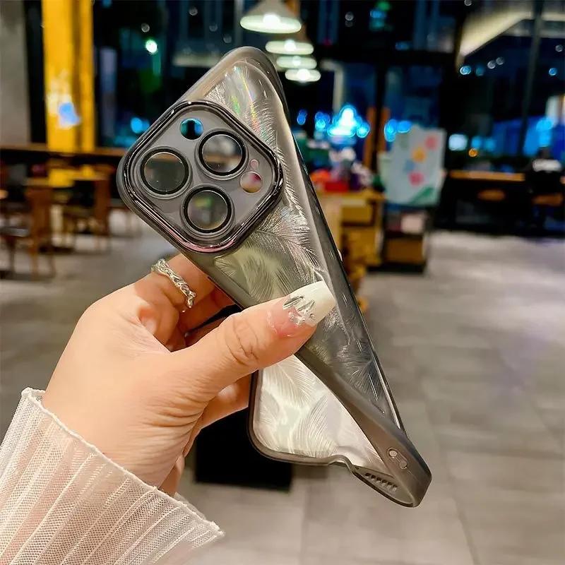 For Honor 200 Smart 5G 200 Lite Luxury Feather Glitter Soft Silicone Case for Honor X7C 4G X9C X60pro Lens Camera Protection Film Clear Bumper