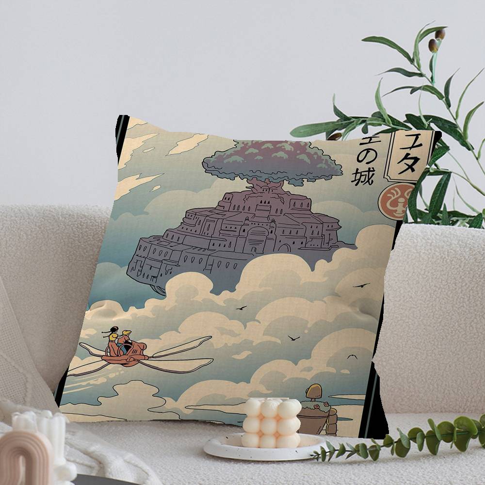 Коллекция Укиё-э Studio Ghibli Офисная подушка-подушка Наволочка Чехол для автомобильной подушки 45X45 см Наволочка для поясничной подушки Наволочка для диванной подушки