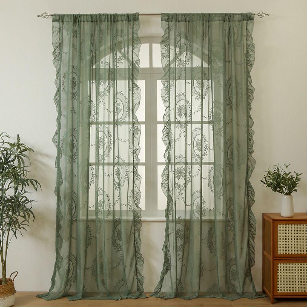 Solid Color Window Curtains French-Style Gauze Curtains Fashion Lace Curtains Home Decoration