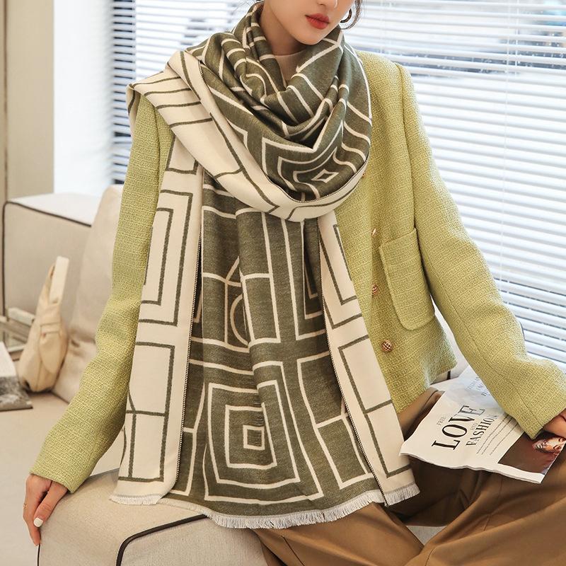New Versatile Imitation Cashmere Warm Scarf Thickened Shawl