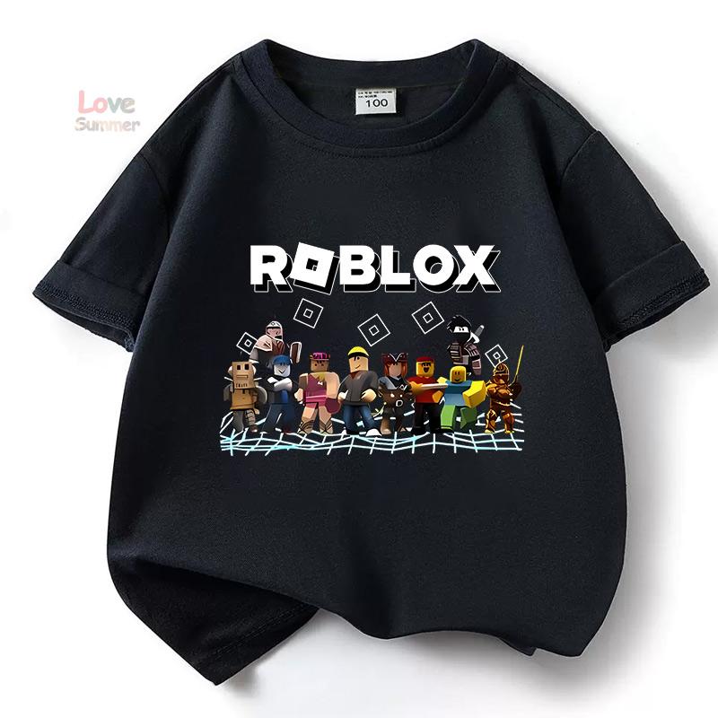 Детская футболка Robloxing для мальчиков Спортивная хлопковая футболка Детская Мультяшная унисекс Короткий рукав Повседневная Уличная Одежда Harajuku