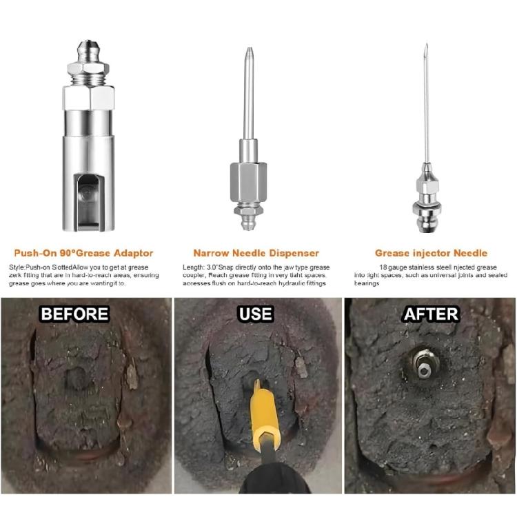 Grease Dispensing Injection Tool, 90 Degree Needle Nozzle Coupler for Mechanical Fittings Workshop Use Hard Reach Areas
