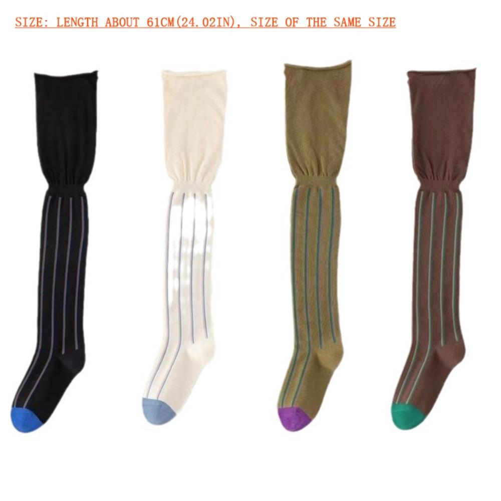Vertical Stripes Over Knee Stockings Tall High Socks Knee Length Stockings Autumn/Winter
