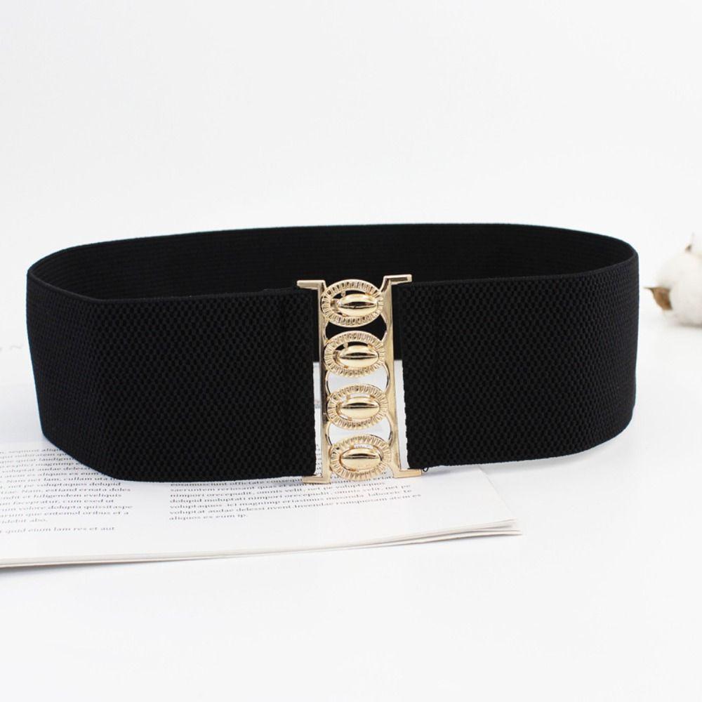 Metal Buckle Stretch Waistband Solid Color Waist Belts Exquisite Decoration Belt