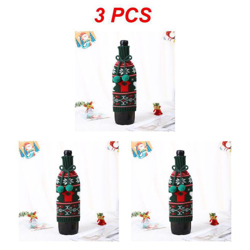 Рождественский новый меховой шар набор для красного вина шерстяное вязаное украшение набор для красного вина ресторан домашнее украшение для шампанского 2024