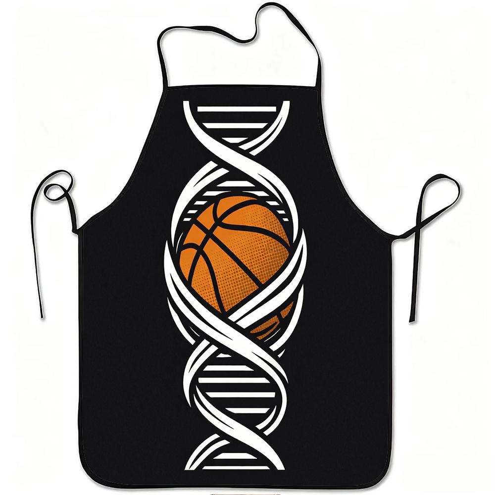 1pc Apron Featuring a Basketball DNA Design, Made from Durable And Easy-To-Clean Polyester, with an Adjustable Waistband, Suitable for Cooking in The