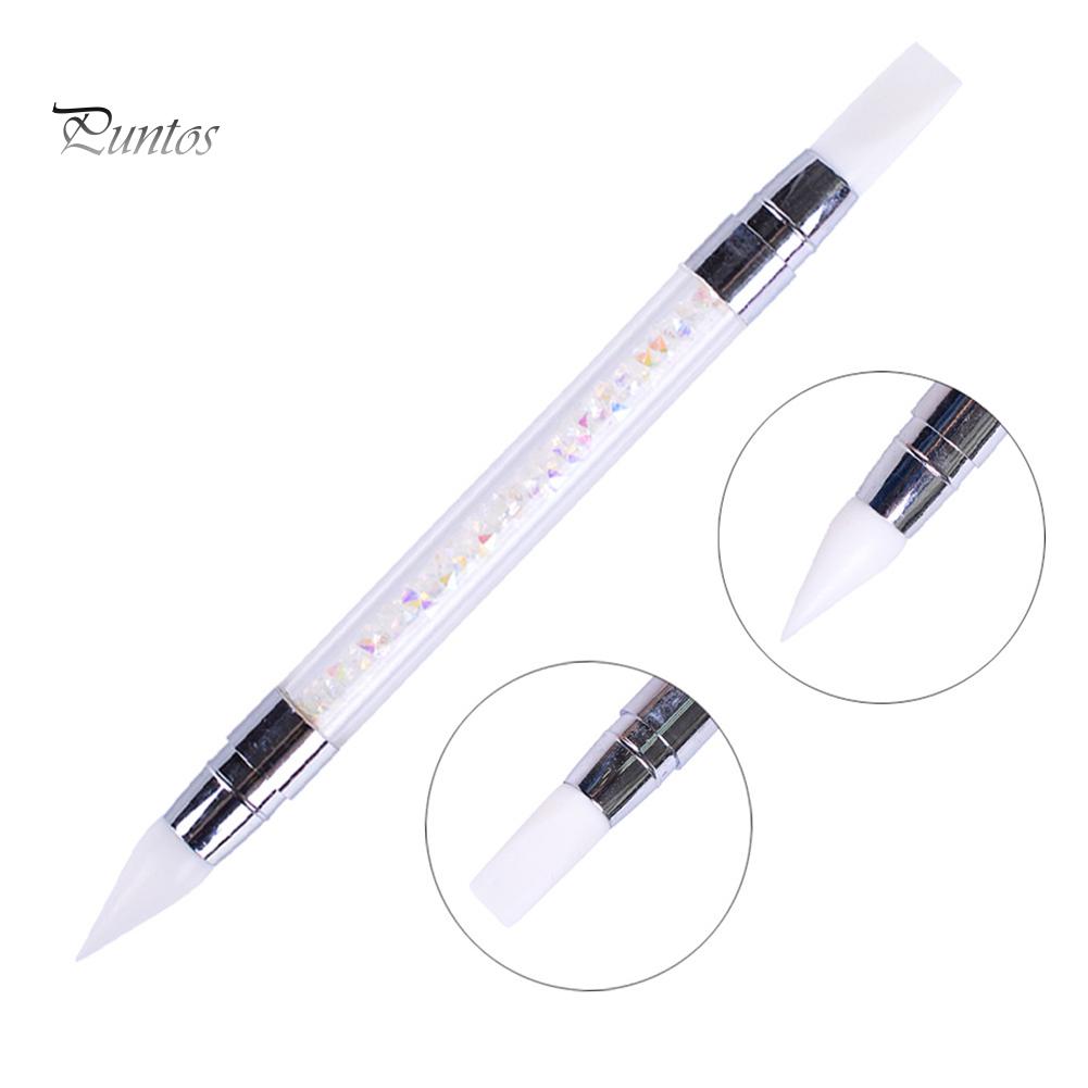 Puntos Nail Art Двойные остроконечные головки Силиконовый карандаш со стразами и бусинами Инструмент для подбора шпилек