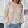 Women's Autumn Winter Loose Crew Neck Vintage Knitwear New Hollow-out Pullover Casual Sweaters