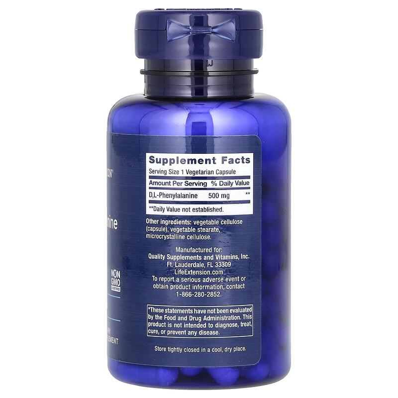 D, L-Phenylalanine, 500 mg, 100 Vegetarian Capsules