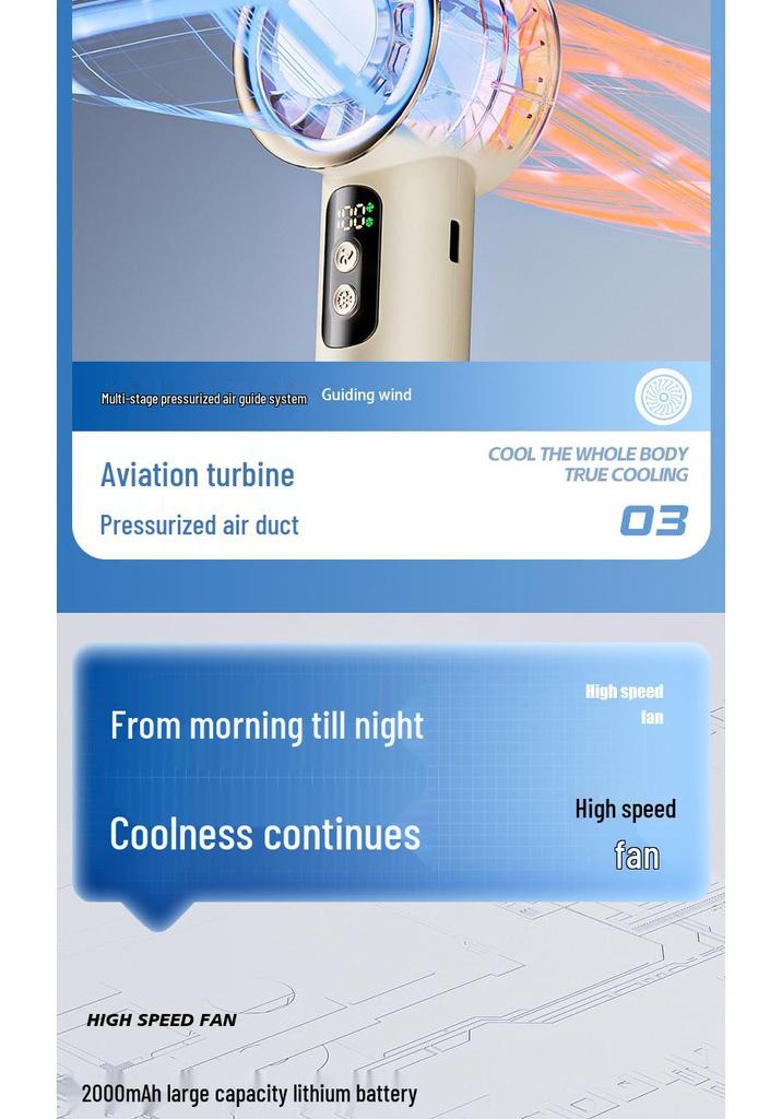 Handheld Mini Ice Pack Fan with Semiconductor Cooling and Digital Display for Portable Desktop and Outdoor Use