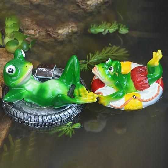 Плавающая лягушка статуя смолы мультфильм расслабляющая лягушка украшение пруд плавающая лягушка фигурка для аквариума сад бассейн водный элемент декор