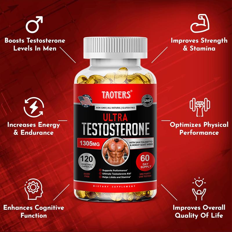 Men Supplement 1305mg Per Serving, 120 Vegetable Capsules, Herbs Blend, Non‑GMO Gluten‑Free Dairy‑Free